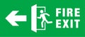 Green color emergency fire exit sign. Warning sign. icon of man running to the door Royalty Free Stock Photo