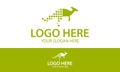Green Color kangaroo logo design with pixel artne Car Logo Design