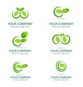 Green color Leaf, plant, logo set, ecology, people, wellness, leaves, nature symbol icon set of vector designs