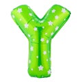 Green color letter Y made of inflatable balloon