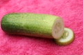 Green color natural cucumber slice