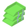 Green color paper tray icon isometric vector. Cabinet case empty