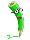 Green color pencil mascot writing tick isolated Royalty Free Stock Photo