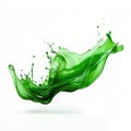 Green color plastic paint splash isolated on a white background