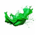 Green color plastic paint splash isolated on a white background