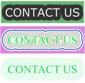 Green color rectangular background with contact us spell