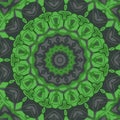 Green color seamless pattern with mandala ornament vector illustration Royalty Free Stock Photo