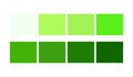 Green Color shade and Ligths chart for cartoon design. Template to pick color swatches Royalty Free Stock Photo