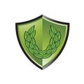 Green color shiny shield with wreath