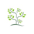 green color silhouette of tree logo vector design graphics element