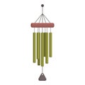 Green color wind chime icon cartoon vector. Metal bell