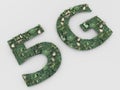 5G symbol made out of technical stuff