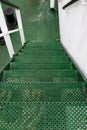 Green Grated Stairs of Companionway Leading To Lower Deck Royalty Free Stock Photo