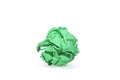 Green colored paper ball isolated on white background Royalty Free Stock Photo