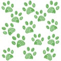 Green colored paw print background