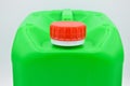 Green colored plastic detergent bottle. Cosmetic, container. Royalty Free Stock Photo