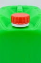 Green colored plastic detergent bottle. Cosmetic, container. Royalty Free Stock Photo