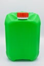 Green colored plastic detergent bottle. Cosmetic, container. Royalty Free Stock Photo