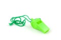 Green colored plastic whistle