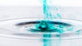 Green colored water drop splashing in clear water Royalty Free Stock Photo