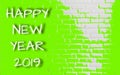 Green colors splash on texture brick wall, for decorative web and graphic abstract background, Celebrate New Year with joy and Royalty Free Stock Photo