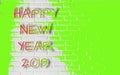 Green colors splash on texture brick wall, for decorative web and graphic abstract background, Celebrate New Year with joy and Royalty Free Stock Photo