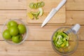 Green colour fruit and vegetables in a blender.