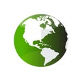 Green colour planet Earth or globe t icon, isolated on white background. Royalty Free Stock Photo