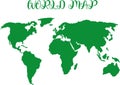 Green coloure world map Jpeg vector cut file cricut and for silhouette