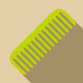 Green comb icon, flat style