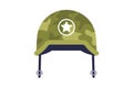 Green combat helmet with a star.