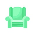 Green comfortable armchair, living room furniture, interior design element vector Illustration on a white background Royalty Free Stock Photo