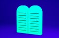 Green The commandments icon isolated on blue background. Gods law concept. Minimalism concept. 3d illustration 3D render