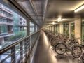 Green commuting bicycle parking in modern office