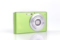 Green Compact Digital Camera isolated on white Background Royalty Free Stock Photo