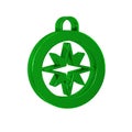 Green Compass icon isolated on transparent background. Windrose navigation symbol. Wind rose sign.