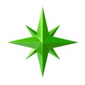 Green compass rose 3d illustration