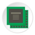 Green computer CPU processor chip icon circle Royalty Free Stock Photo