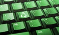 Green computer keyboard with recycle logo Royalty Free Stock Photo