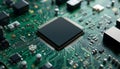 green computer motherboard with electronic circuit. high-performance microprocessor. artificial intelligence. advanced computing