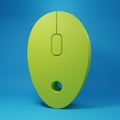Green Computer mouse icon isolated on blue background. Optical with wheel symbol. Minimalism concept. 3D render Royalty Free Stock Photo