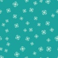 Green Computer processor with microcircuits CPU icon isolated seamless pattern on green background. Chip or cpu with Royalty Free Stock Photo
