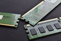 Green computer RAM bars on a black background Royalty Free Stock Photo