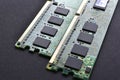 Green computer RAM bars on a black background Royalty Free Stock Photo