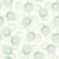 Green concentric circles with dotted outline. Seamless geometric pattern on white background. Vector image