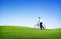 Green Concept Business Man Cycling Bicycle Outdoors Royalty Free Stock Photo