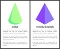 Green Cone and Purple Tetrahedron Geometric Figure