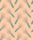 Confetti petards seamless pattern on peach color background