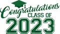 Congratulations Class of 2023 with Green Graduation Cap Royalty Free Stock Photo