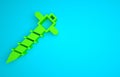 Green Construction jackhammer icon isolated on blue background. Minimalism concept. 3D render illustration